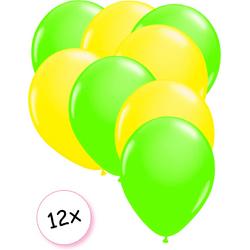 Ballonnen Neon Groen & Neon Geel 12 stuks 25 cm